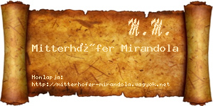 Mitterhöfer Mirandola névjegykártya